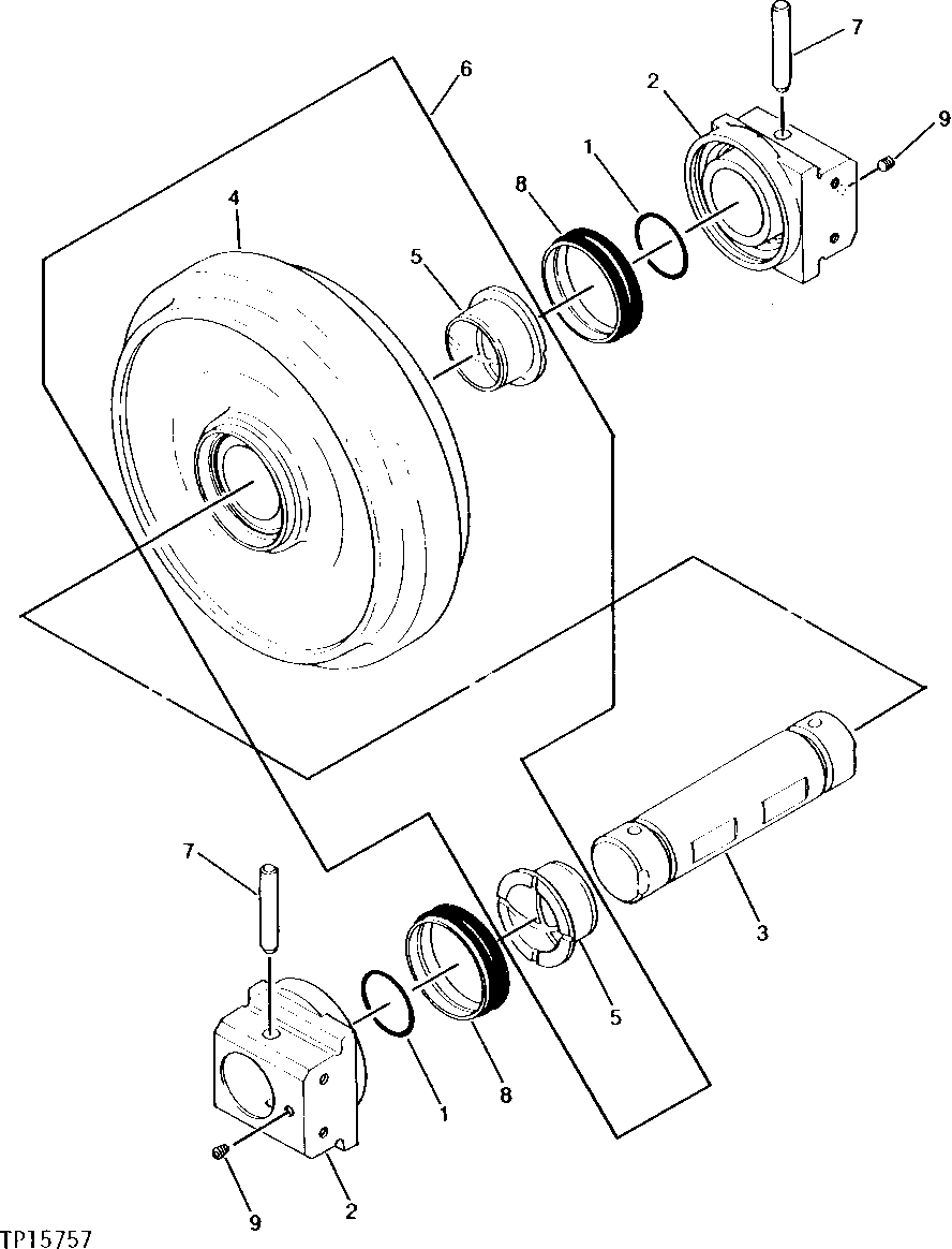 Схема запчастей John Deere 90 - 10 - FRONT IDLER 130 - TRACKS 1