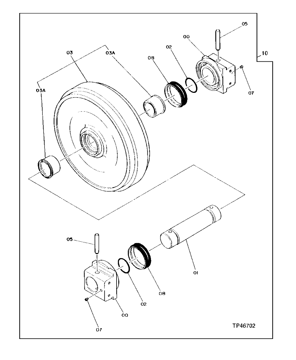 Схема запчастей John Deere 90 - 12 - REPLACEMENT FRONT IDLER ASSEMBLY 130 - TRACKS 1