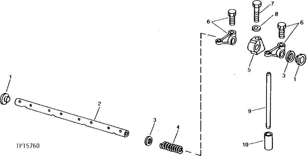 Схема запчастей John Deere 90 - 3 - ROCKER ARM SHAFT, PUSH RODS AND ROCKER ARMS 402 - ENGINE 4