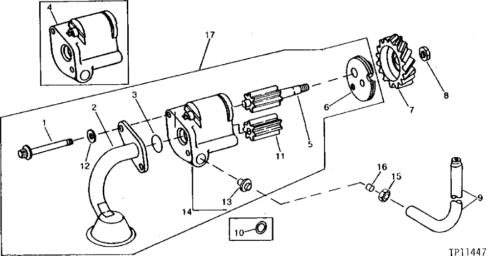 Схема запчастей John Deere 90 - 5 - ENGINE OIL PUMP 407 - ENGINE 4