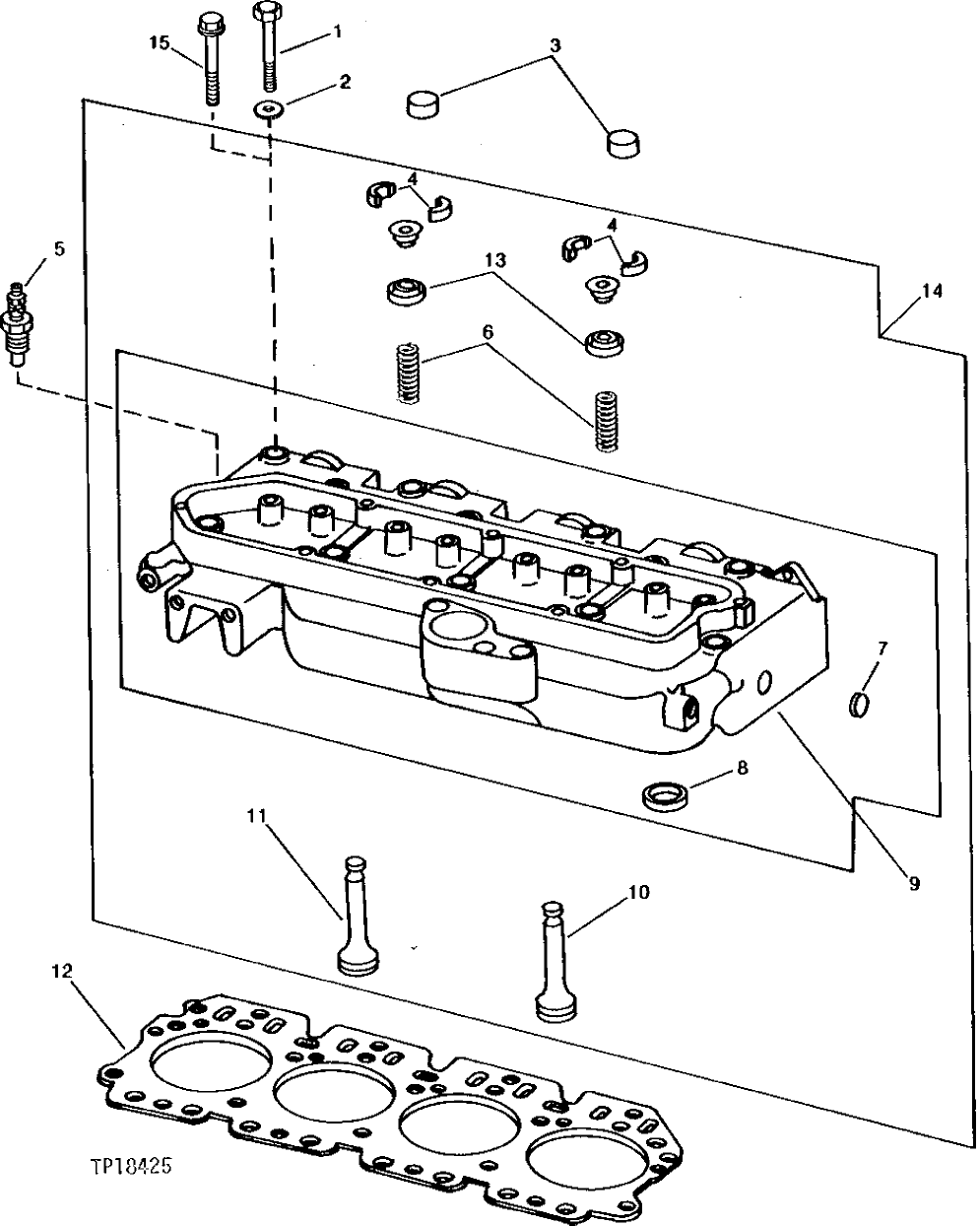 Схема запчастей John Deere 90 - 2 - CYLINDER HEAD, HEAD GASKET AND VALVES 409 - ENGINE 4