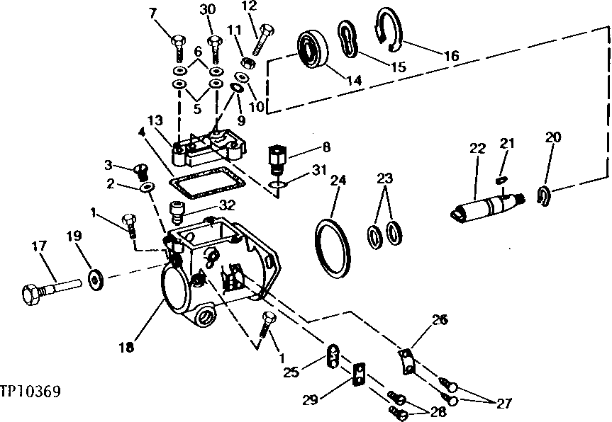 Схема запчастей John Deere 90 - 6 - FUEL INJECTION PUMP HOUSING AND DRIVE GROUP 413 - ENGINE 4