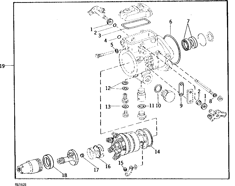 Схема запчастей John Deere 90 - 10 - FUEL INJECTION PUMP GASKET OVERHAUL KIT 413 - ENGINE 4