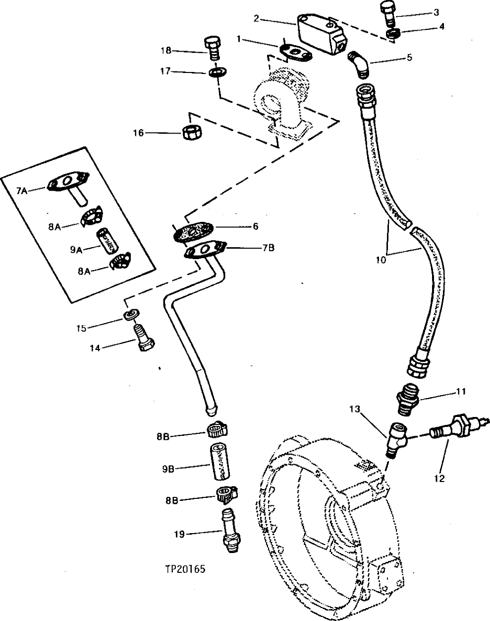 Схема запчастей John Deere 90 - 2 - TURBOCHARGER OIL LINES 416 - ENGINE 4