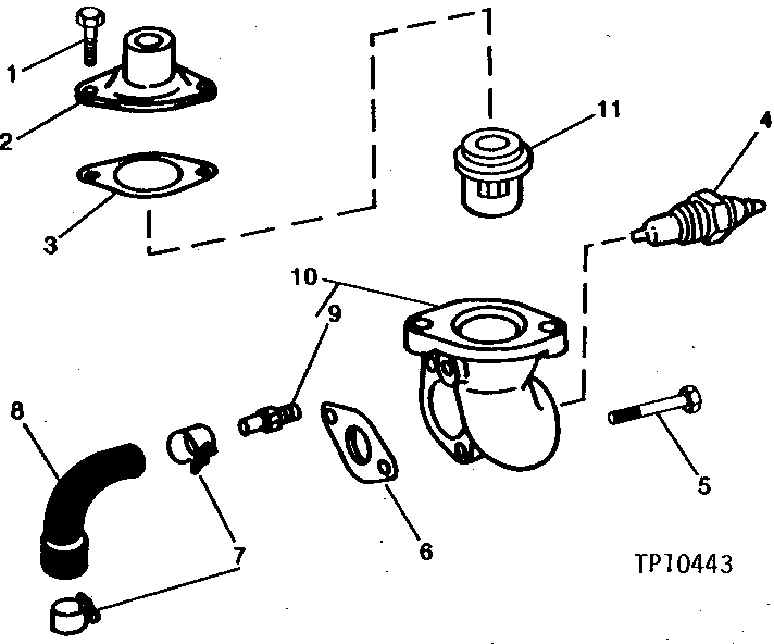 Схема запчастей John Deere 90 - 1 - ENGINE THERMOSTAT AND THERMOSTAT HOUSING 418 - ENGINE 4