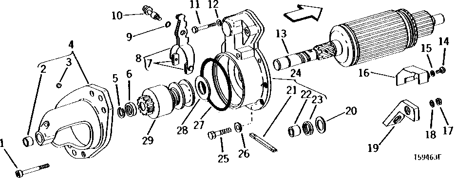 Схема запчастей John Deere 90 - 2 - STARTING MOTOR DRIVE MOTOR AND ARMATURE 422 - ENGINE 4