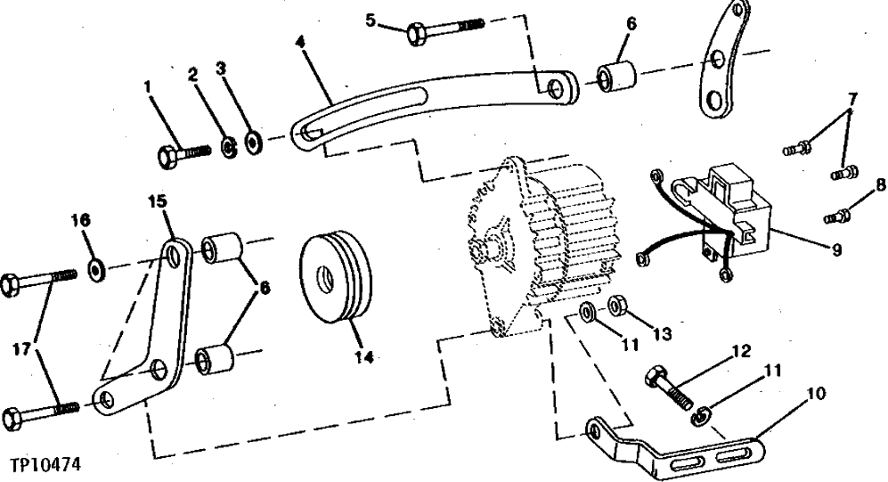 Схема запчастей John Deere 90 - 2 - ALTERNATOR MOUNTING AND VOLTAGE REGULATOR 423 - ENGINE 4