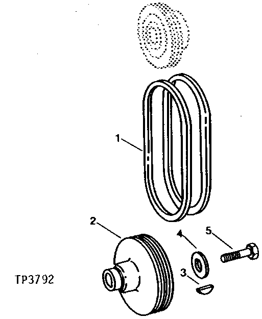 Схема запчастей John Deere 90 - 1 - FAN BELTS AND CRANKSHAFT PULLEY 429 - ENGINE 4