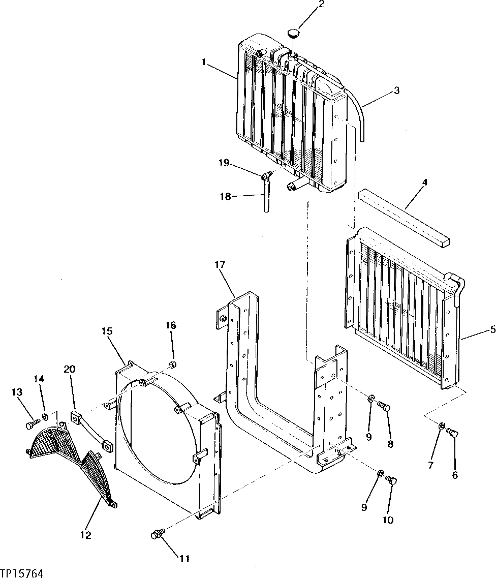 Схема запчастей John Deere 90 - 2 - RADIATOR 510 - ENGINE AUXILIARY SYSTEMS 5