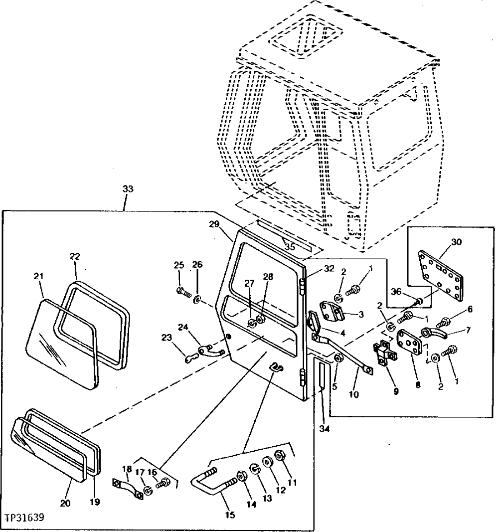 Схема запчастей John Deere 90 - 10 - CAB DOOR ASSEMBLY 1810 - OPERATORS STATION 18