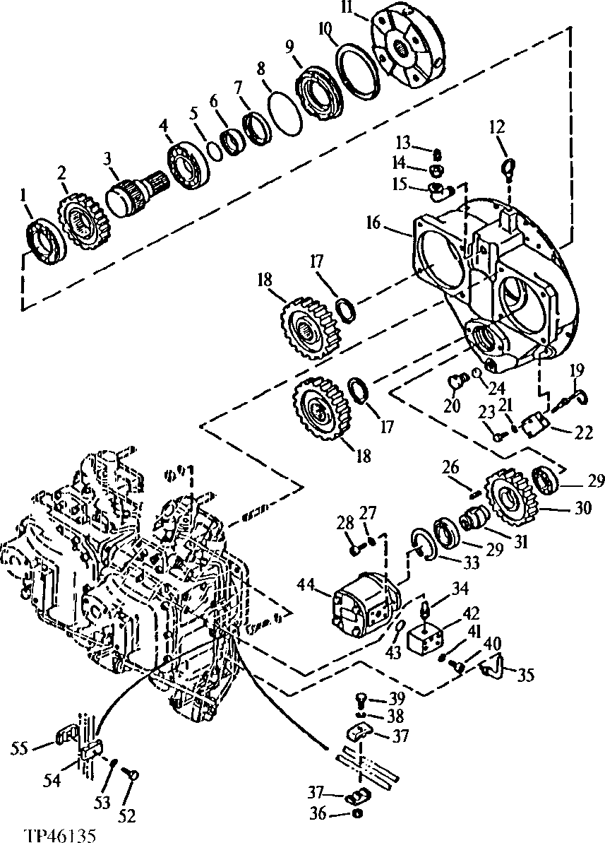 Схема запчастей John Deere 90 - 10 - MAIN HYDRAULIC PUMP, GEARBOX AND DRIVE 2160 - MAIN HYDRAULIC SYSTEM 21