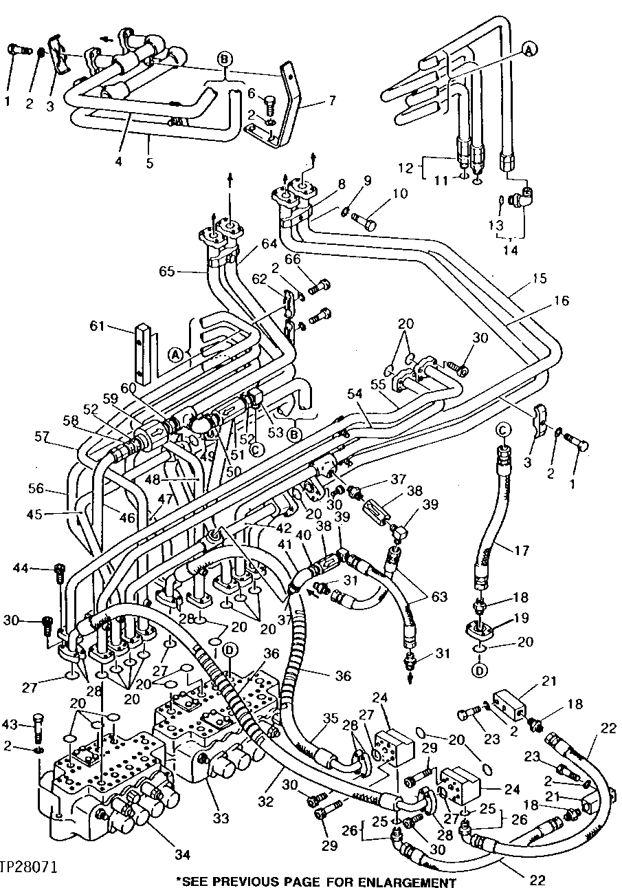 Схема запчастей John Deere 90 - 28 - ARM, BOOM, BUCKET, SWING AND ROTARY MANIFOLD PLUMBING 2160 - MAIN HYDRAULIC SYSTEM 21