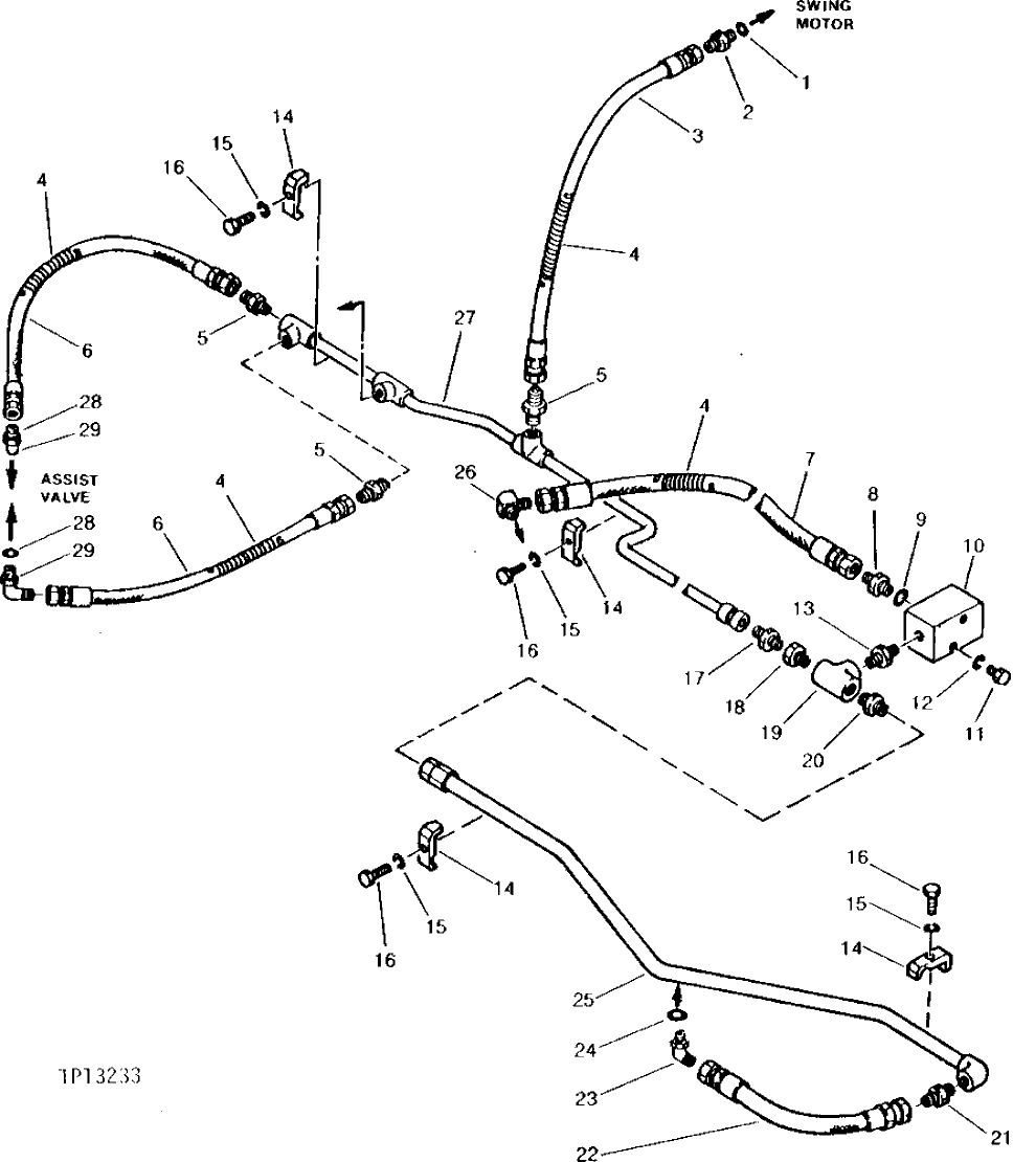 Схема запчастей John Deere 90 - 58 - PILOT PLUMBING 2160 - MAIN HYDRAULIC SYSTEM 21