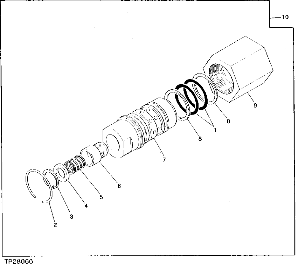 Схема запчастей John Deere 90 - 66 - SLOW RETURN VALVE 2160 - MAIN HYDRAULIC SYSTEM 21