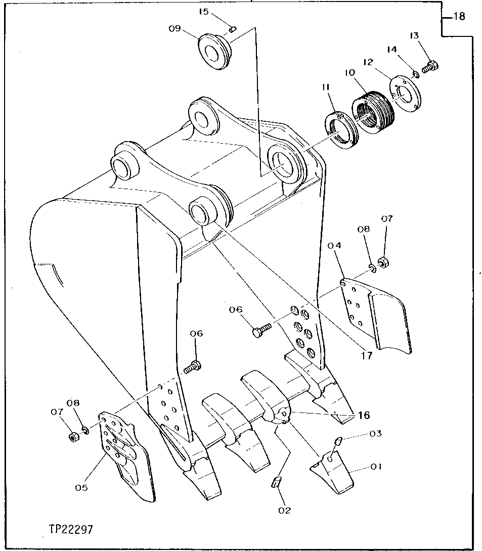 Схема запчастей John Deere 90 - 12 - BUCKET, 1 CUBIC YARD 3302 - EXCAVATOR 33