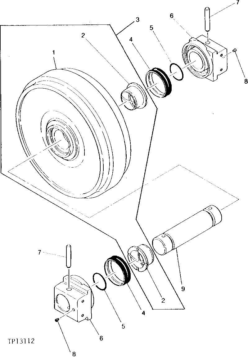 Схема запчастей John Deere 90 - 18 - FRONT IDLER 130 - TRACKS 1