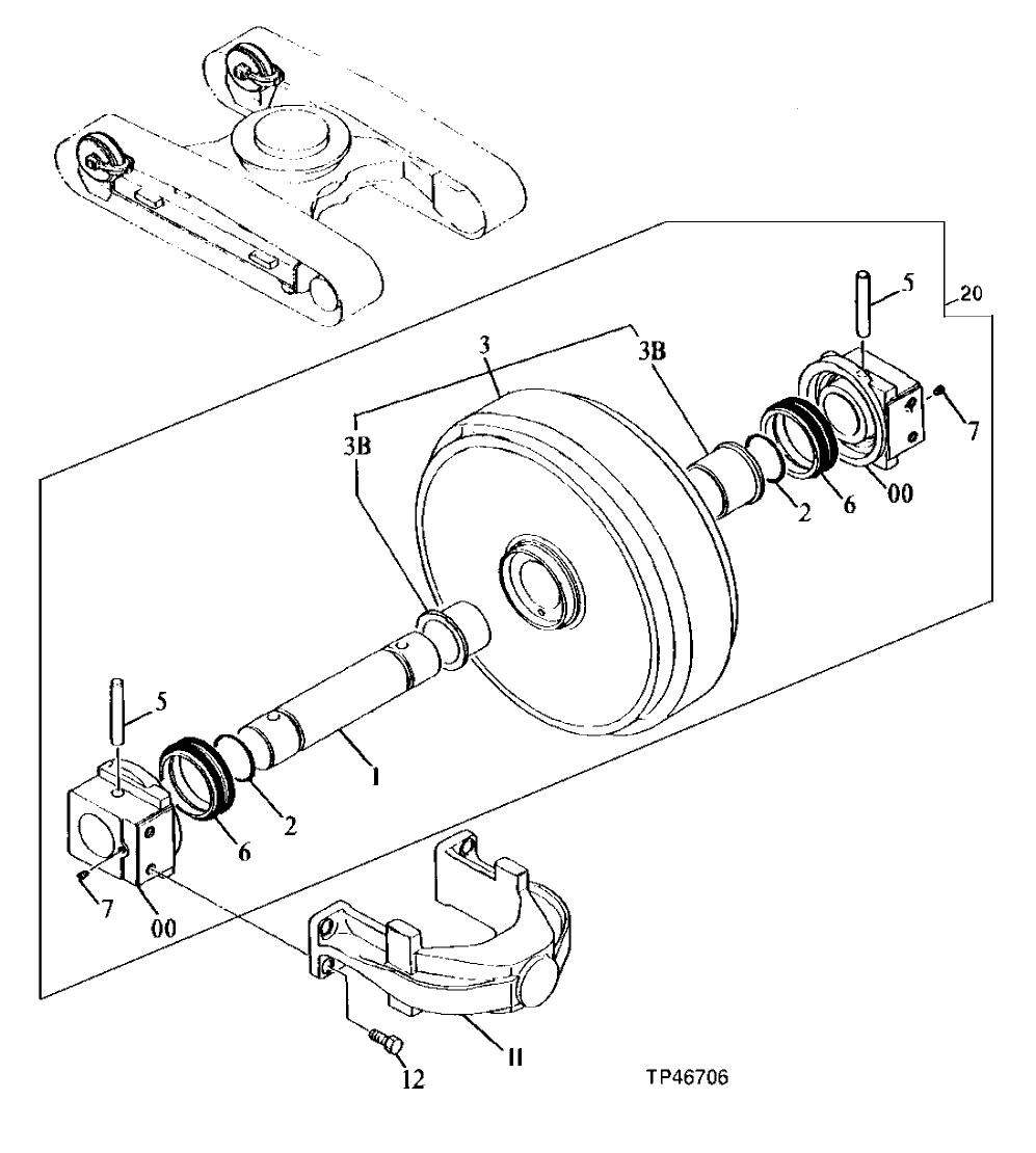 Схема запчастей John Deere 90 - 20 - REPLACEMENT FRONT IDLER 130 - TRACKS 1