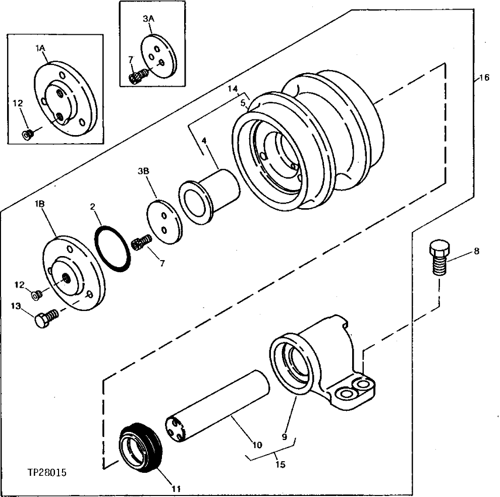 Схема запчастей John Deere 90 - 24 - UPPER ROLLER 130 - TRACKS 1