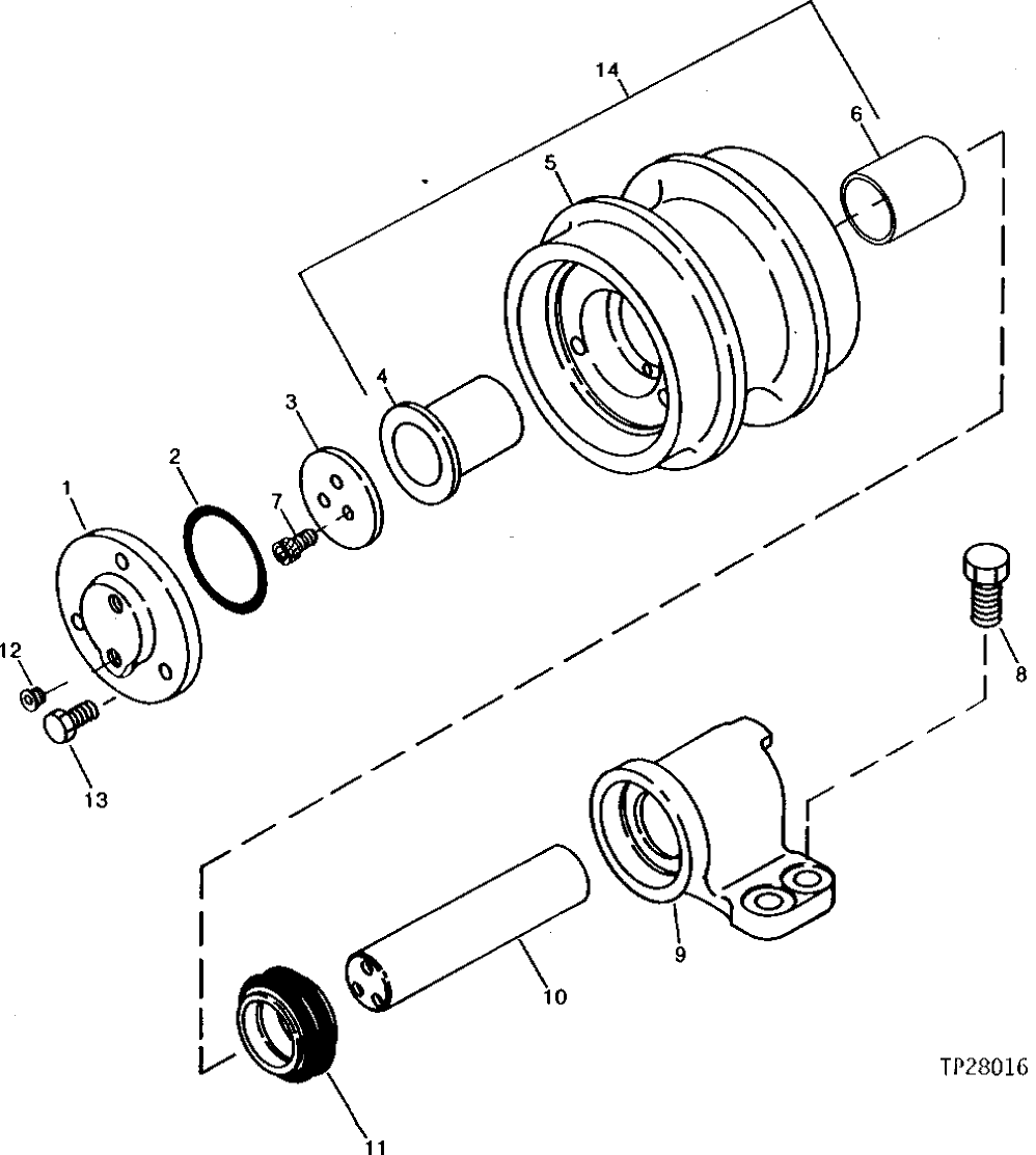 Схема запчастей John Deere 90 - 28 - UPPER ROLLER 130 - TRACKS 1