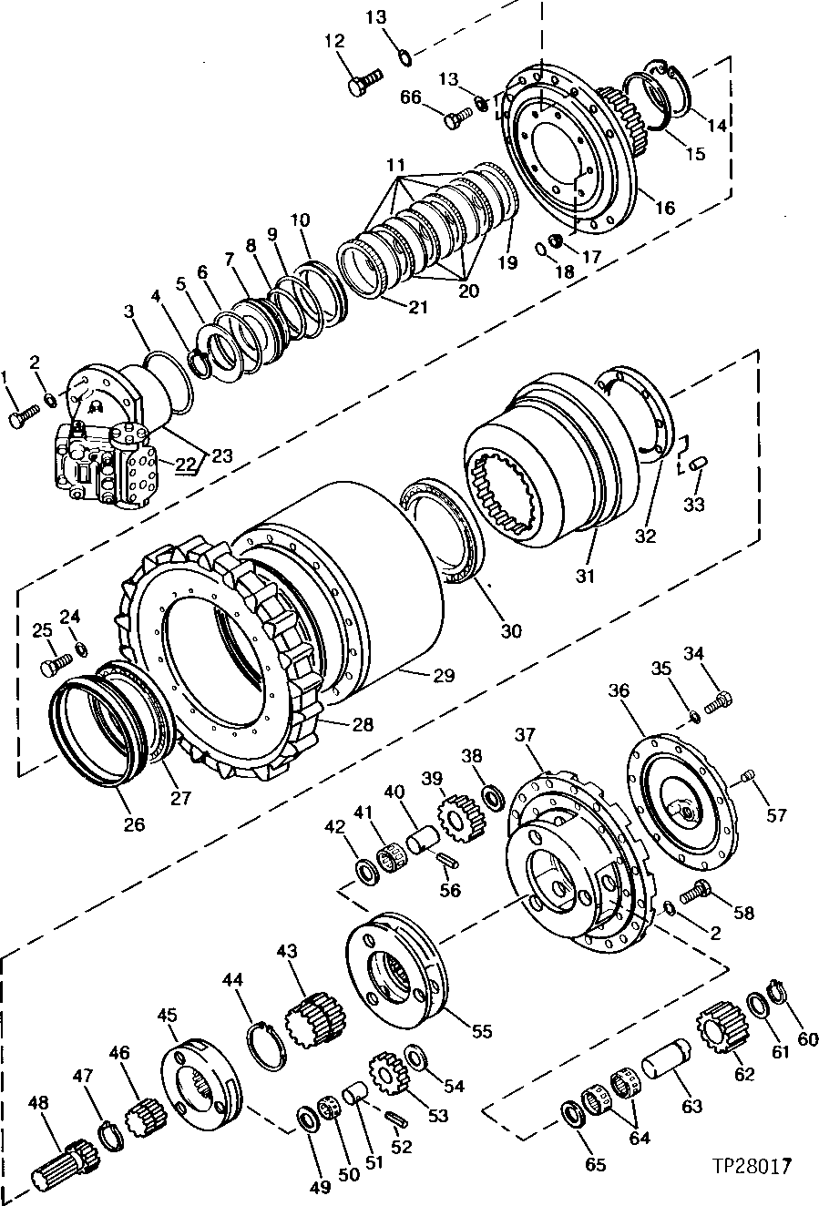 Схема запчастей John Deere 90 - 34 - PROPEL MOTOR, BRAKE AND FINAL DRIVE 130 - TRACKS 1