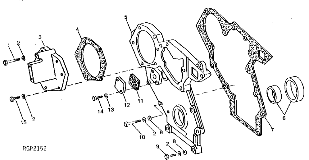 Схема запчастей John Deere 90 - 4 - CRANKSHAFT FRONT OIL SEAL AND TIMING GEAR COVER 402 - ENGINE 4