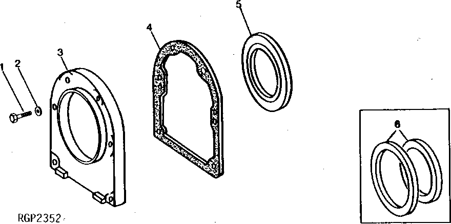 Схема запчастей John Deere 90 - 1 - CRANKSHAFT OIL SEAL AND HOUSING 404 - ENGINE 4