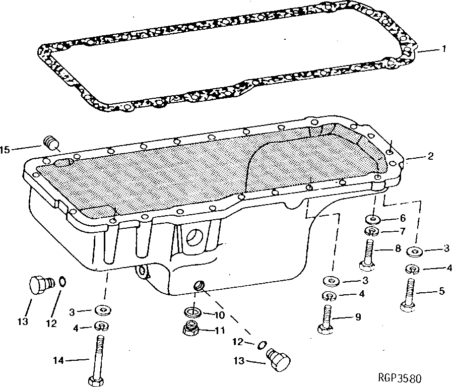 Схема запчастей John Deere 90 - 6 - REPLACEMENT OIL PAN (EARLY DESIGN) 407 - ENGINE 4