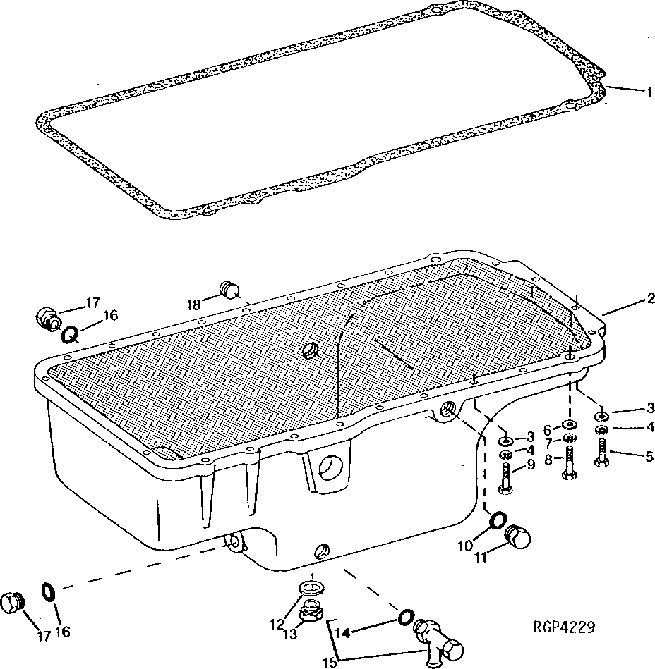 Схема запчастей John Deere 90 - 8 - REPLACEMENT OIL PAN (LATE DESIGN) 407 - ENGINE 4