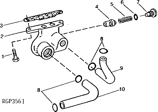 Схема запчастей John Deere 90 - 16 - ENGINE OIL COOLER BYPASS VALVE AND HOUSING 407 - ENGINE 4