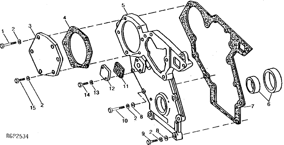 Схема запчастей John Deere 90C - 4 - CRANKSHAFT FRONT OIL SEAL AND TIMING GEAR COVER 402 - ENGINE 4