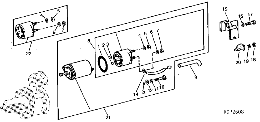 Схема запчастей John Deere 90C - 5 - STARTER SOLENOID SWITCH 422 - ENGINE 4