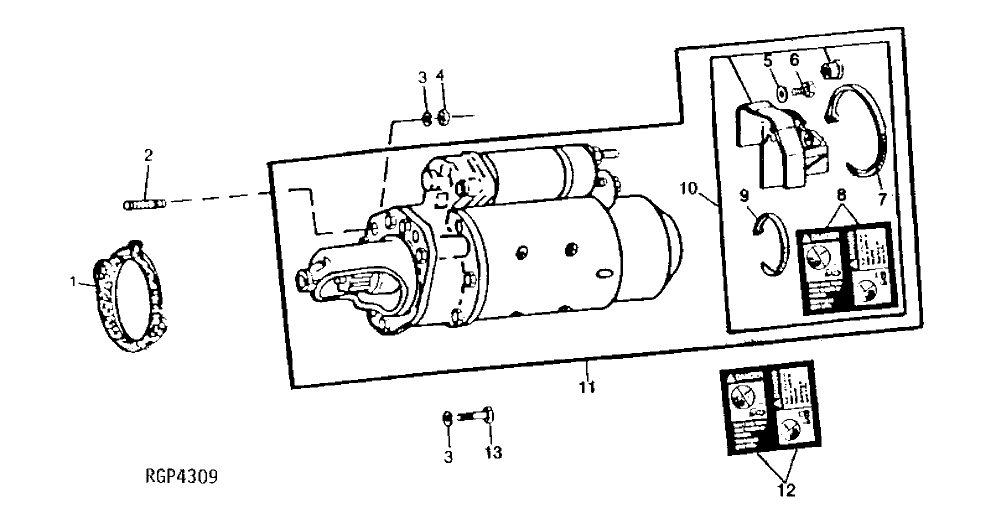 Схема запчастей John Deere 90C - 7 - STARTING MOTOR 422 - ENGINE 4