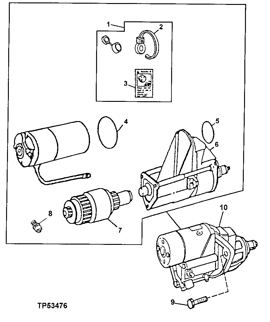 Схема запчастей John Deere 90C - 10 - STARTER MOTOR 422 - ENGINE 4