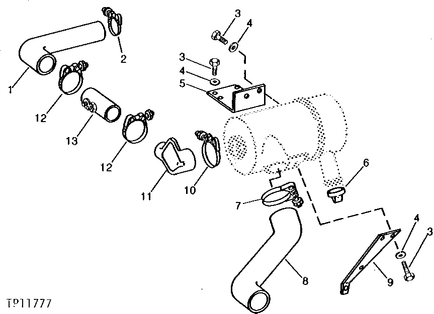 Схема запчастей John Deere 90C - 2 - AIR CLEANER MOUNTING BRACKETS AND HOSES 520 - ENGINE AUXILIARY SYSTEMS 5