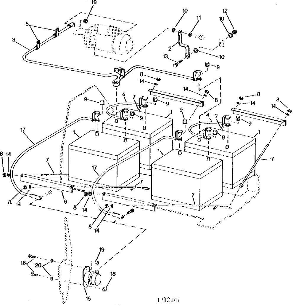 Схема запчастей John Deere 90C - 4 - BATTERIES AND BATTERY CABLES 1671 - ELECTRICAL SYSTEMS 16