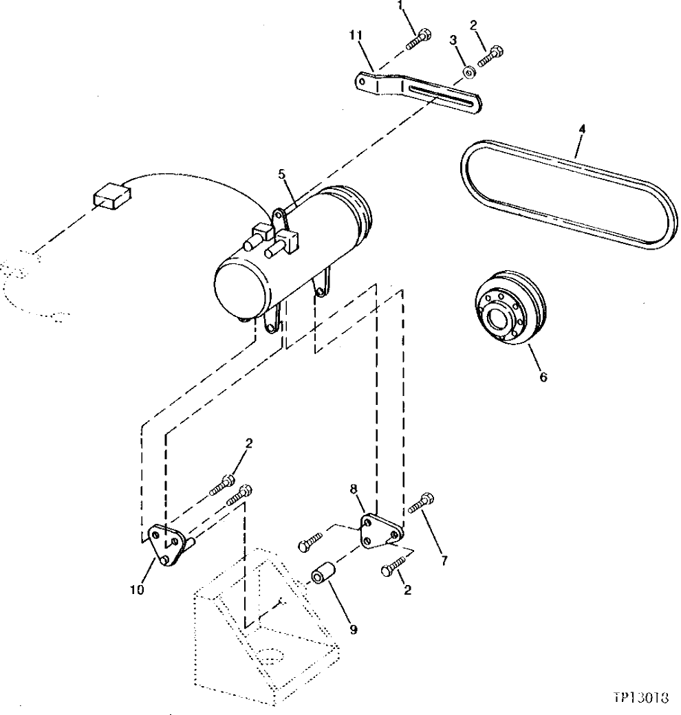 Схема запчастей John Deere 90C - 6 - AIR CONDITIONER COMPRESSOR AND MOUNTING BRACKETS 1830 - OPERATORS STATION 18