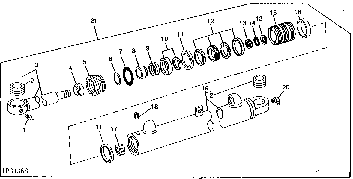 Схема запчастей John Deere 90C - 17 - BOOM CYLINDER 3360 - BACKHOE AND EXCAVATOR 33