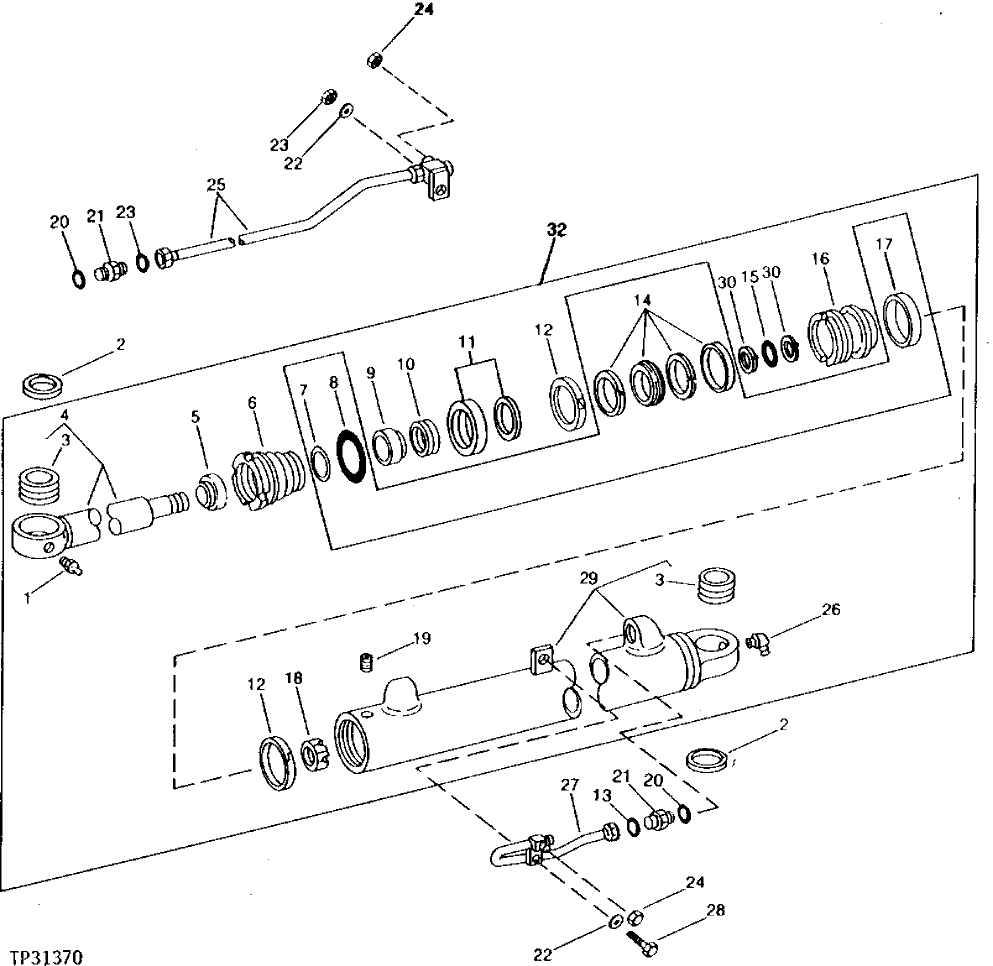 Схема запчастей John Deere 90C - 17A - REPLACEMENT BOOM CYLINDER 3360 - BACKHOE AND EXCAVATOR 33