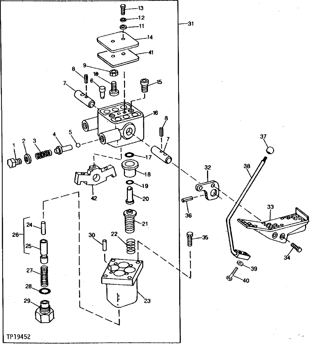 Схема запчастей John Deere 90C - 44 - PILOT CONTROL FOOT PEDAL CONTROLLER 3360 - BACKHOE AND EXCAVATOR 33