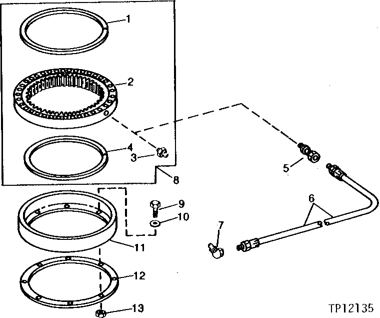 Схема запчастей John Deere 90C - 1 - SWING BEARING AND LUBRICATION LINE 4350 - SWING, ROTATION OR PIVOTING SYSTEM 43