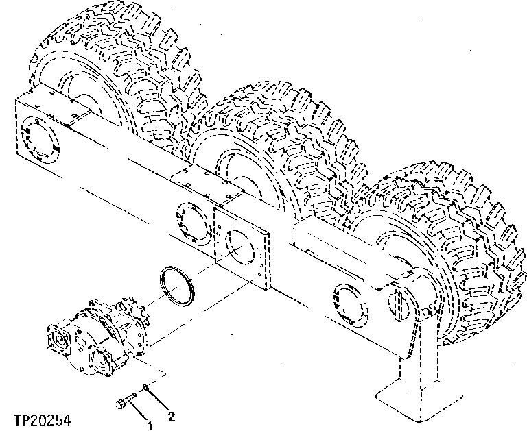 Схема запчастей John Deere 90CR - 1 - SINGLE SPEED GEAR BOX MOUNTING 250 - AXLES AND SUSPENSION SYSTEMS 2