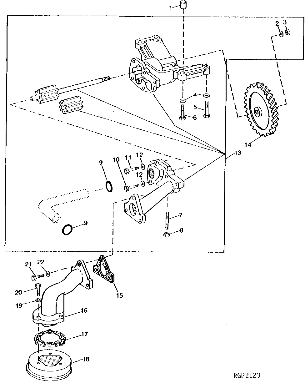 Схема запчастей John Deere 90CR - 4 - ENGINE OIL PUMP 407 - ENGINE 4