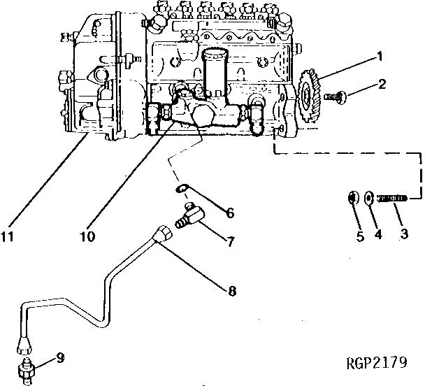 Схема запчастей John Deere 90CR - 4 - FUEL INJECTION PUMP AND LUBE LINES 413 - ENGINE 4