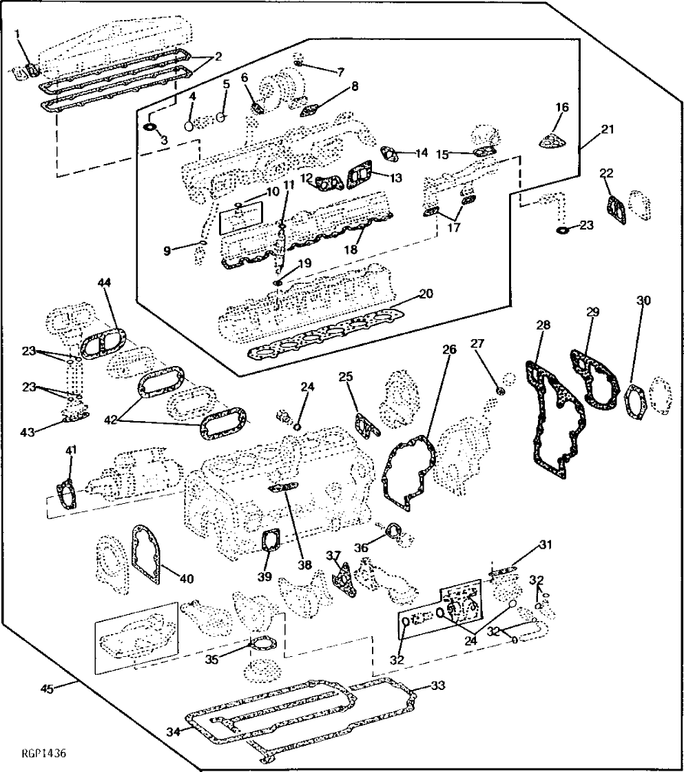 Схема запчастей John Deere 90CR - 2 - ENGINE GASKET KITS 452 - ENGINE 4