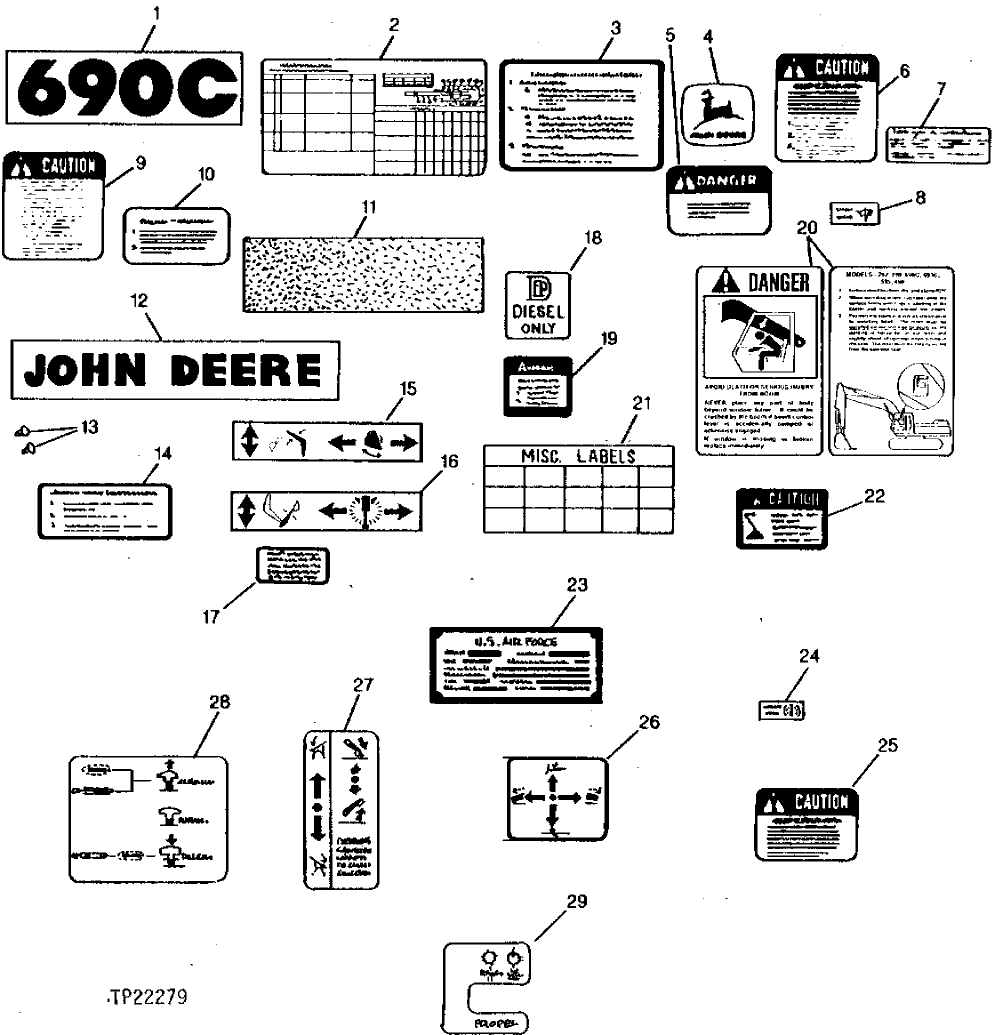 Схема запчастей John Deere 90CR - 2 - LABELS AND DECALS 1320 - MISCELLANEOUS VEHICLE 13