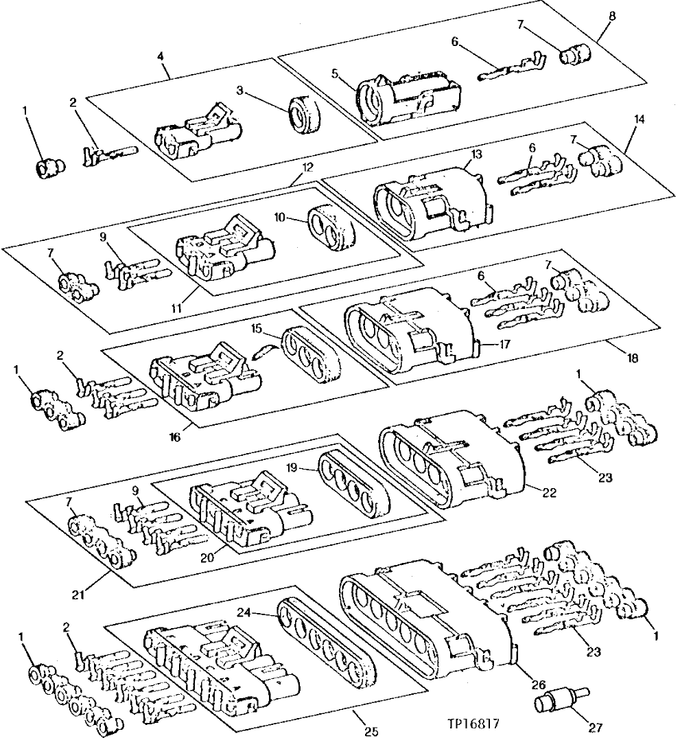Схема запчастей John Deere 90CR - 12 - WEATHERPACK TERMINALS AND CONNECTORS 1674 - ELECTRICAL SYSTEMS 16
