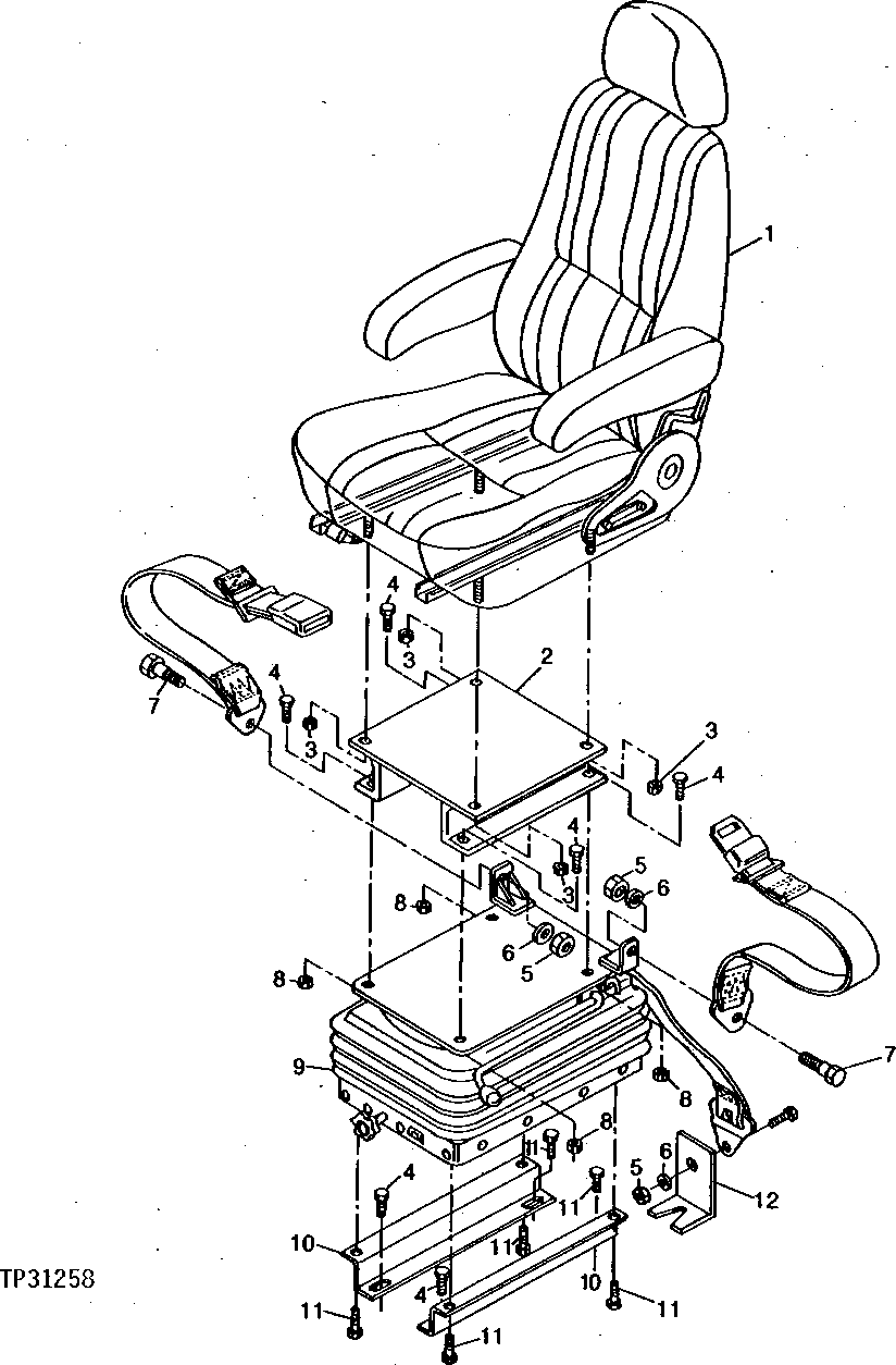 Схема запчастей John Deere 90CR - 2 - SEAT AND SEAT SUPPORT 1821 - OPERATORS STATION 18