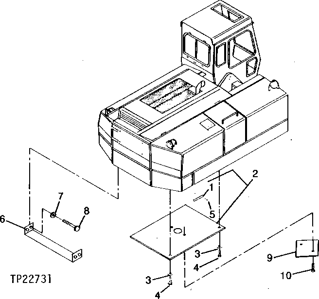 Схема запчастей John Deere 90CR - 8 - ENGINE BOTTOM COVER 1910 - SHEET METAL AND STYLING 19