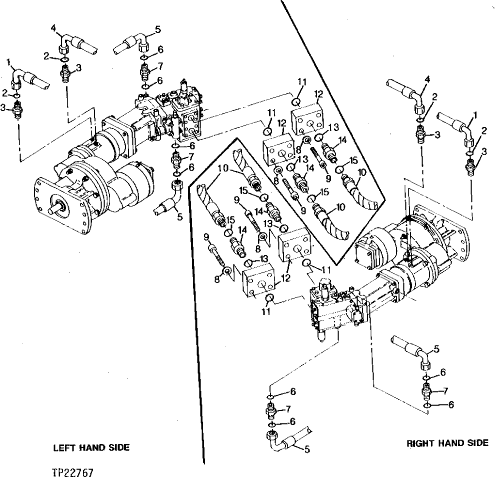 Схема запчастей John Deere 90CR - 20 - UNDERCARRIAGE HYDRAULIC OIL LINES 2160 - MAIN HYDRAULIC SYSTEM 21