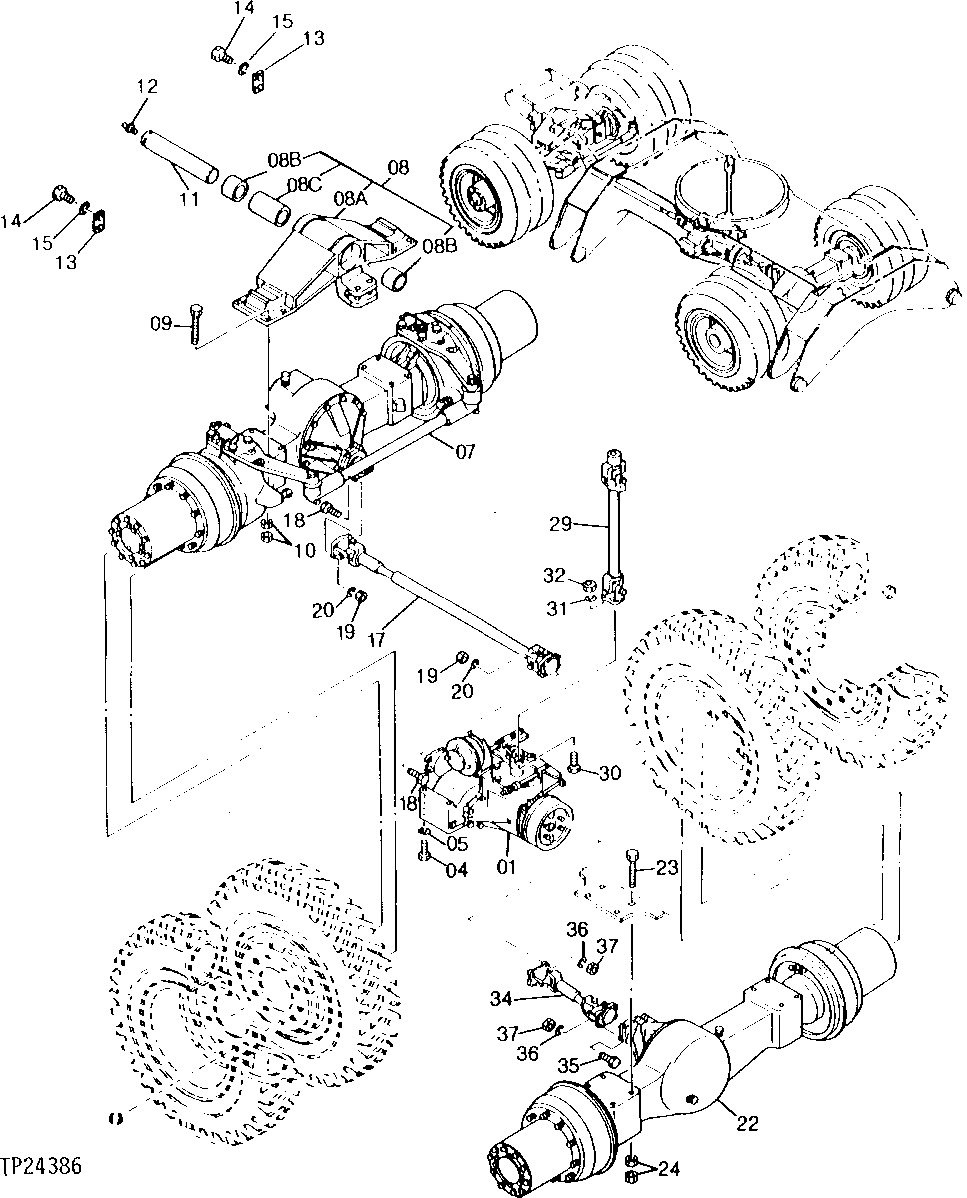 Схема запчастей John Deere 95 - 2 - POWER TRAIN 240 - AXLES AND SUSPENSION SYSTEMS 2